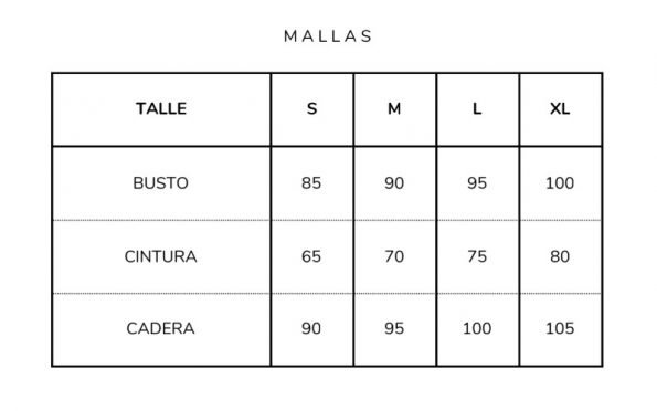 Talle Malla mujer